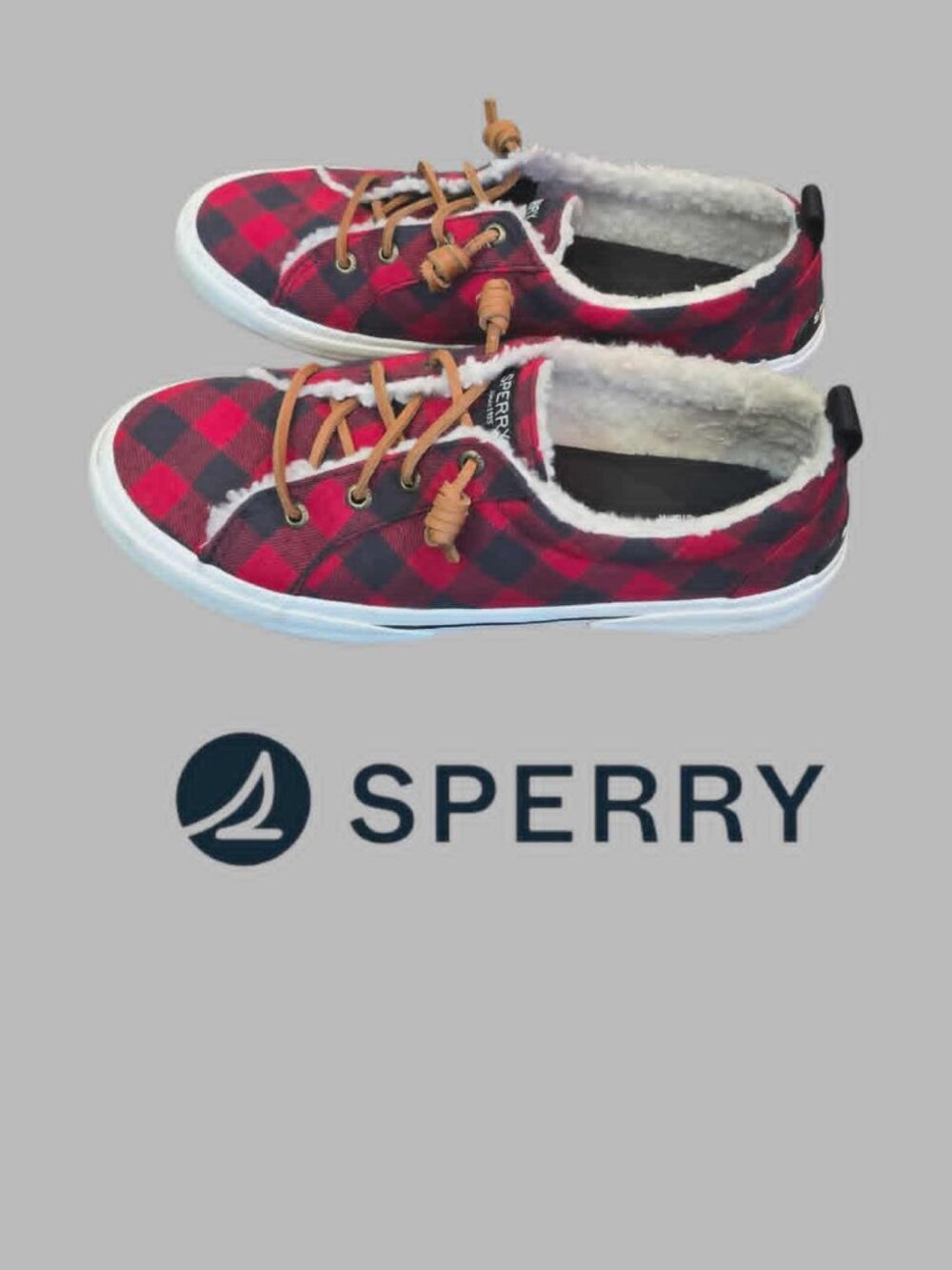 Sperry Pier Wave LTT Buffalo Check  Flannel Flaux FurW Womens Sneakers  8.5 M